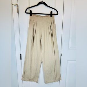 Abercrombie Linen Wide Leg Pants XS Beige High Rise Elastic Waist Minimalist